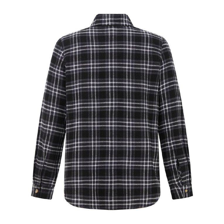 H&H Women's Long Sleeve Flannel Check Shirt, Black/Grey, hi-res