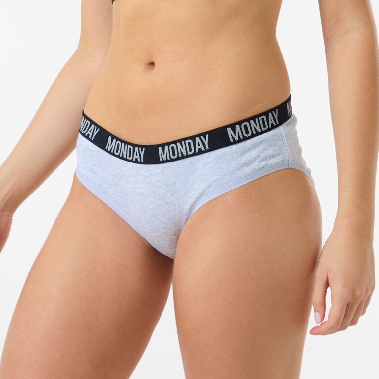 H&H Women's Weekday Bikini Briefs 7 Pack, Black Weekdays, hi-res