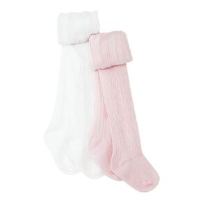 H&H Infant Girls' Cable Tights 2 Pack