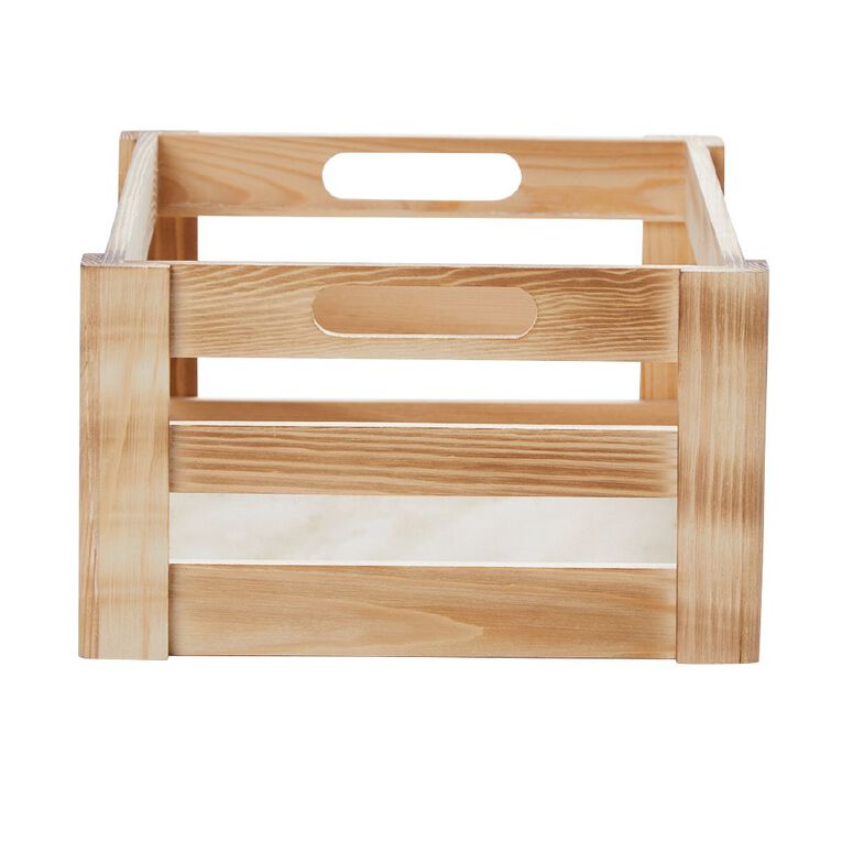 Living & Co Wooden Crate Large Natural, , hi-res