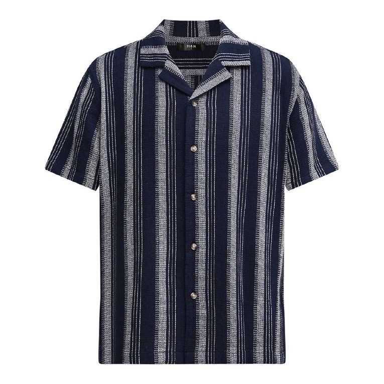 H&H Men's Textured Shirt, Navy, hi-res
