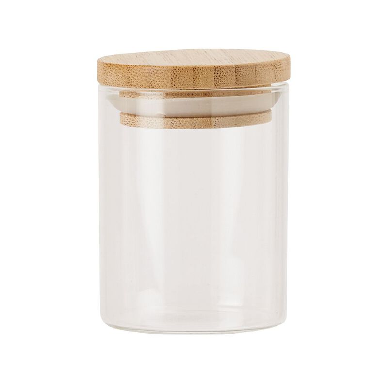 Living Co Bamboo Glass Spice Jars Pack Clear The Warehouse - Main Image