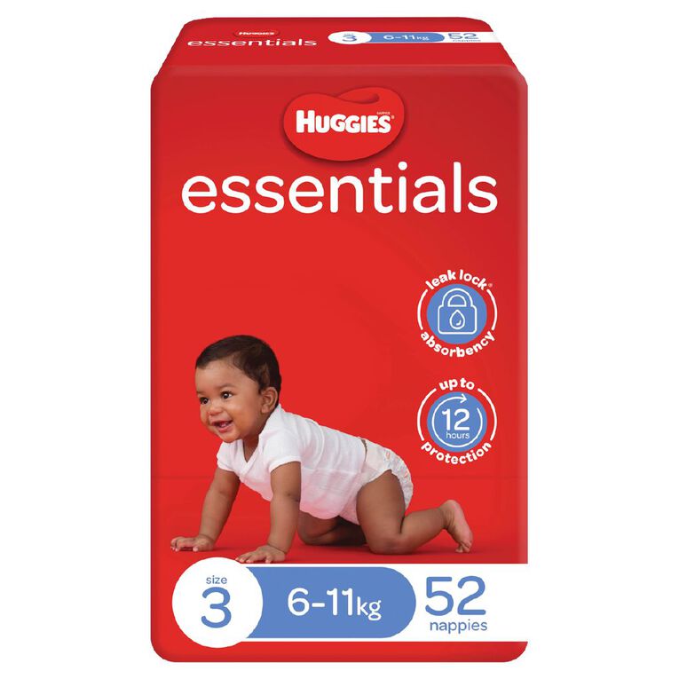 Huggies Essential Nappy Size 3 6-11kg 52 Pack, , hi-res