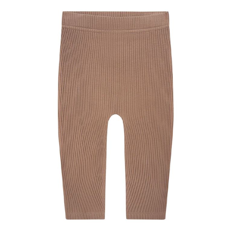 Young Original Babies' Rib Leggings 3 Pack, Brown Light, hi-res
