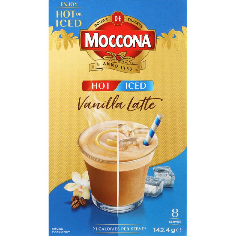Moccona Hot/Iced Coffee Vanilla Latte 8 Pack, , hi-res
