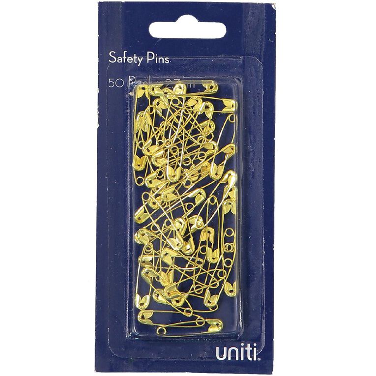 Uniti Safety Pins Gold 50 Pack, , hi-res