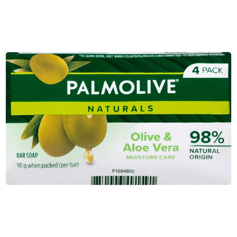 Palmolive Naturals Aloe & Olive Moisture Care Soap 90g 4 Pack Green Mid, , hi-res