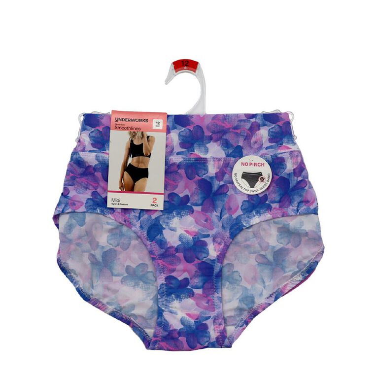 Underworks Women's Smooth Line Midi Briefs 2 Pack, Purple Mid, hi-res