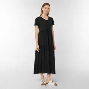 H&H Women's Cotton Slub Tier Midi Dress