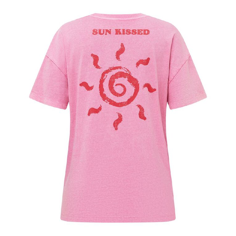 H&H Women's Short Sleeve Boyfriend Graphic Tee, Pink, hi-res