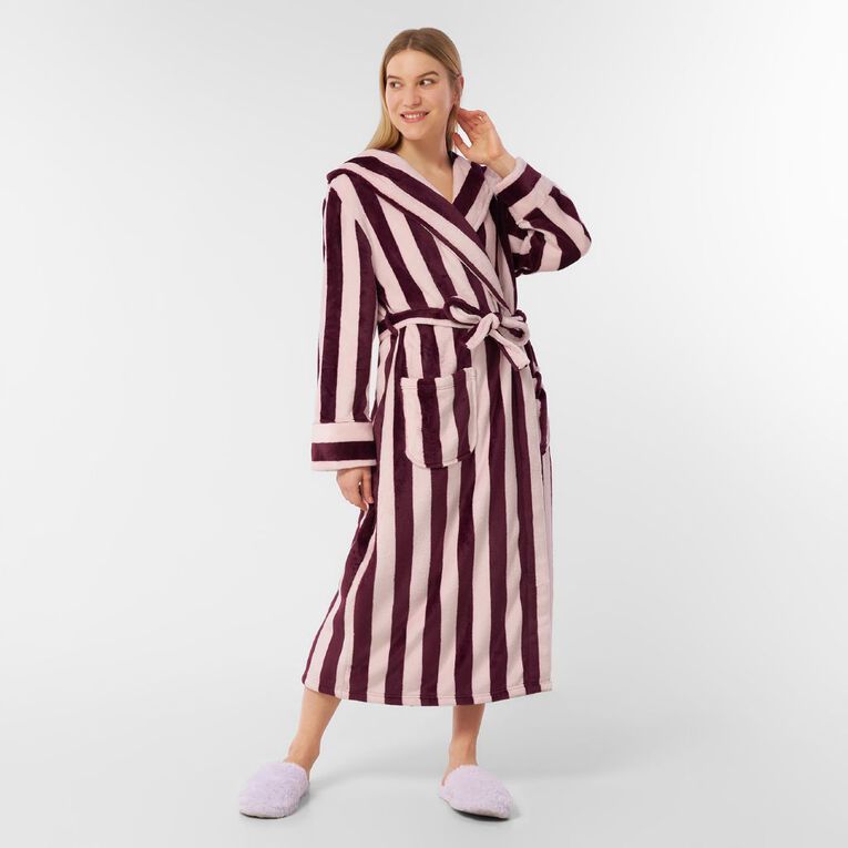 H&H Women's Velour Coral Fleece Robe, Red Dark, hi-res