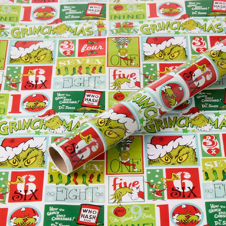 The Grinch Christmas Gift Wrap 70cm x 4m, , hi-res