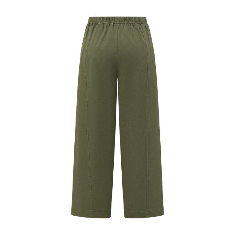 H&H Women's Relaxed Barrel Leg Pants, Green Mid, hi-res