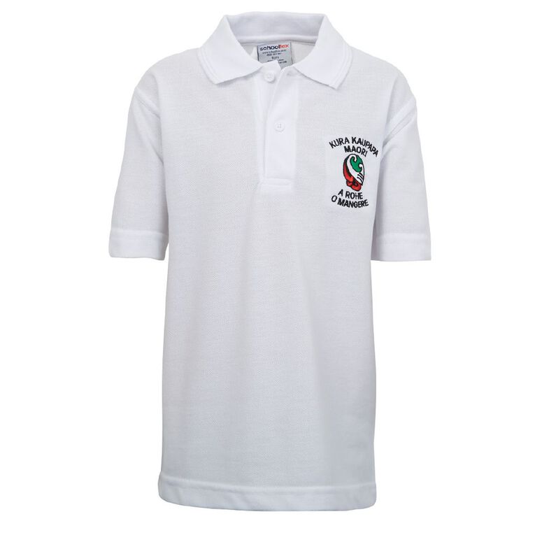 Schooltex TKKM O Mangere Short Sleeve Polo with Embroidery, White, hi-res