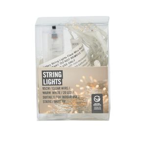 Value Battery String Lights Clear Wire Warm White 20 LED