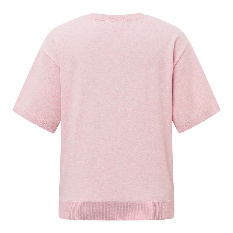 H&H Women's Short Sleeve Knit Tee, Pink Light, hi-res
