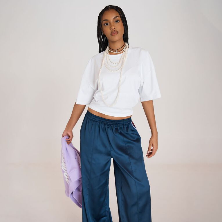 BRDRLESS Sloane Crop Short Sleeve Tee, White, hi-res