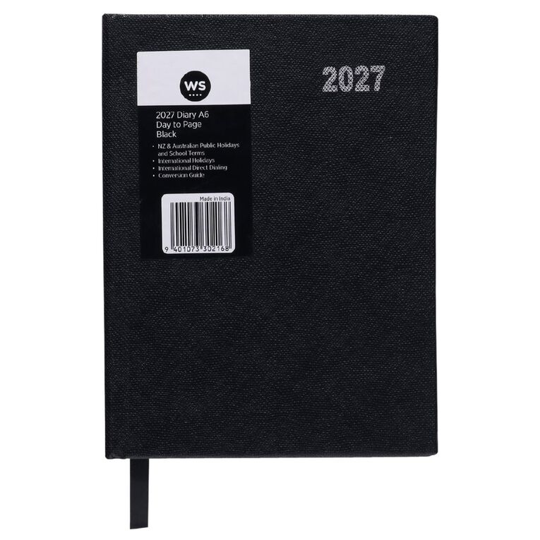 WS 2027 Diary A6 Day to Page Black, , hi-res