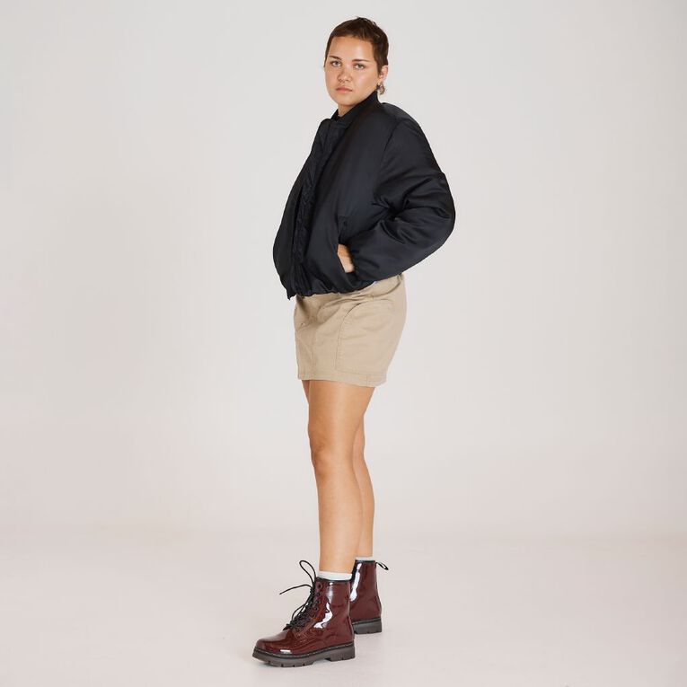 BRDRLESS Bindy Long Sleeve Balloon Bomber Jacket, Black, hi-res