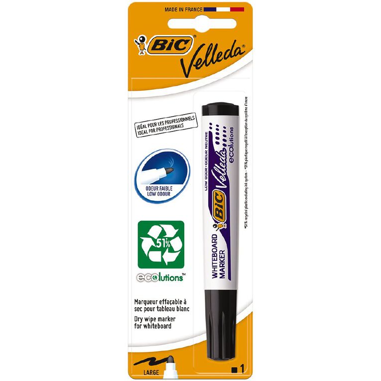Bic Single Whiteboard Marker Velleda Bullet Tip Black 1 Pack, , hi-res