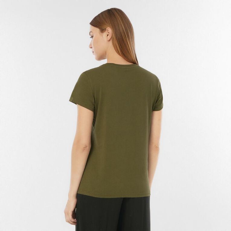H&H Women's Short Sleeve Crew Neck Tee, Green Dark, hi-res