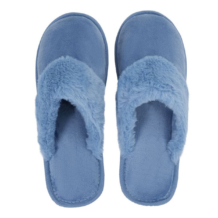 H&H Women's Trim Scuff Slippers, Blue Mid, hi-res