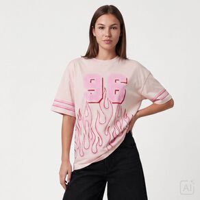 Garage Women's Short Sleeve Flame Printed Cotton Tee