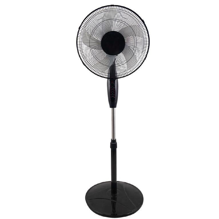 Living & Co Pedestal Fan with Timer and Remote 40cm Black, , hi-res