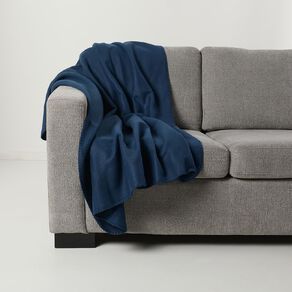 Living & Co Polar Fleece Throw Navy 127cm x 152cm