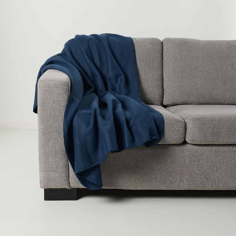 Living & Co Polar Fleece Throw Navy 127cm x 152cm, , hi-res