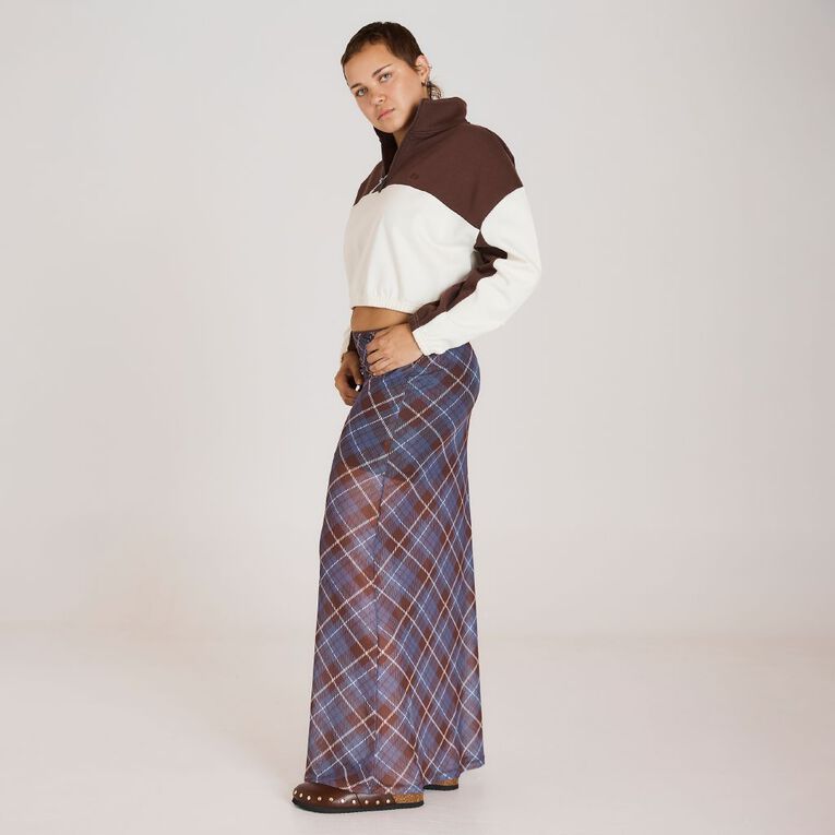 BRDRLESS Quin Crop 1/4 Zip Jumper, Mocha, hi-res
