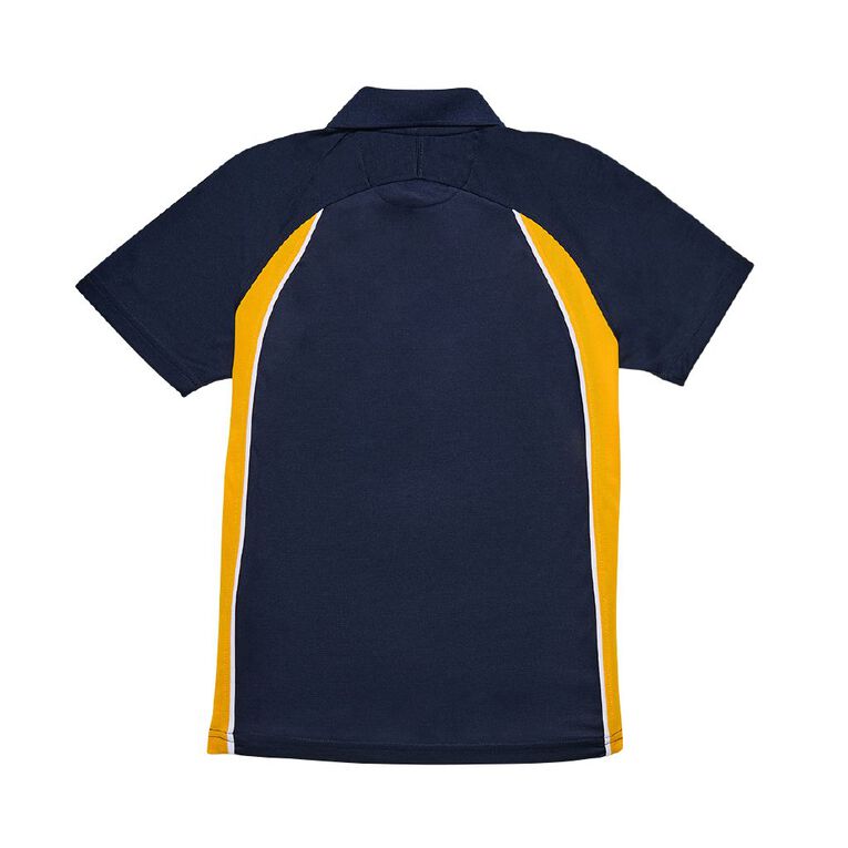 Schooltex St Patricks Te Awamutu New PE Polo with Embroidery, Navy/Gold, hi-res