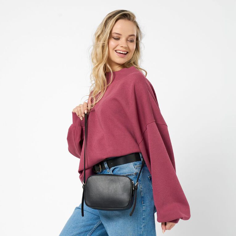 H&H Women's Balloon Sleeve Crew Sweatshirt, Pink Dark, hi-res