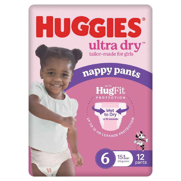 Huggies Ultra Dry Nappy Pants Junior Girls' Size 6 15+kg 12 Pack, , hi-res