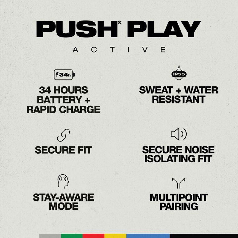 Skullcandy Push Play Active True Wireless Earbuds Black/Orange, , hi-res