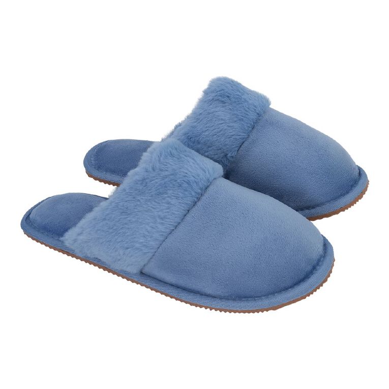 H&H Women's Trim Scuff Slippers, Blue Mid, hi-res