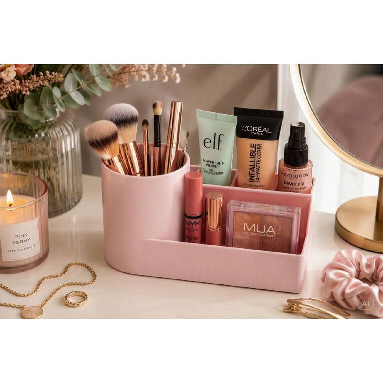 Living & Co Make Up Storage 4 Section Pink, , hi-res