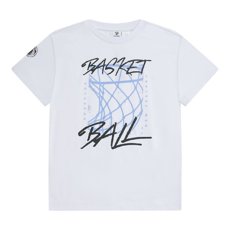 Basketball NZ Graphic Tee, White, hi-res