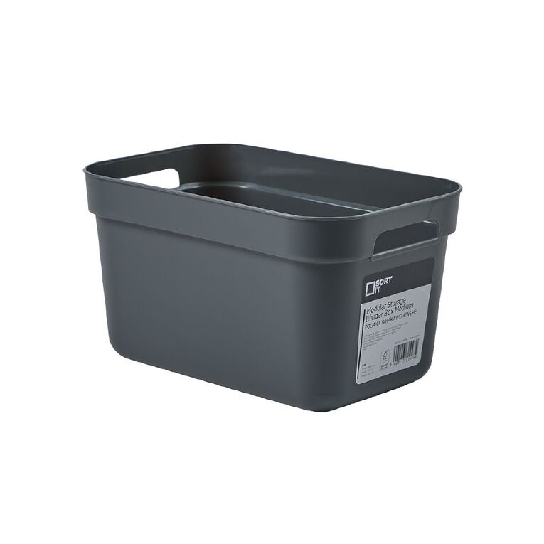 Sort It Modular Storage Medium Divider Box Grey, , hi-res