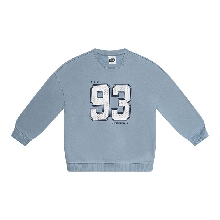 Young Original Print Crew Sweatshirt, Blue Mid, hi-res