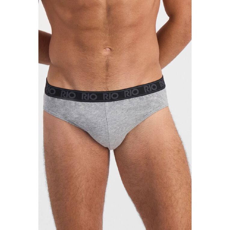 Rio Men's Briefs 5 Pack, Black/Grey, hi-res