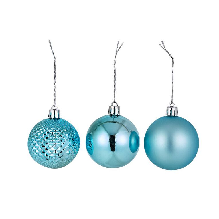 Wonderland Christmas Baubles 6cm Ice Blue 10 Pack, , hi-res