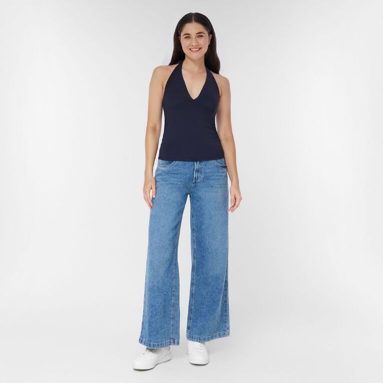 H&H Women's Contour Halter Neck Top, Blue Dark, hi-res