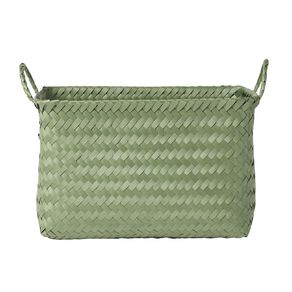 Living & Co Rectangle Plastic Woven Basket Cream