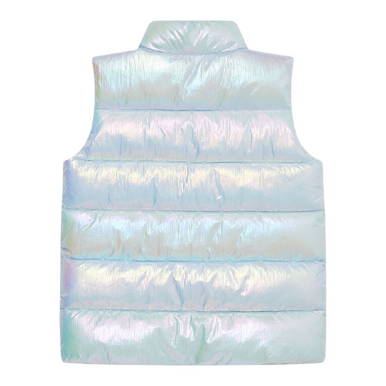 Young Original Metallic Puffer Vest, Blue Light, hi-res