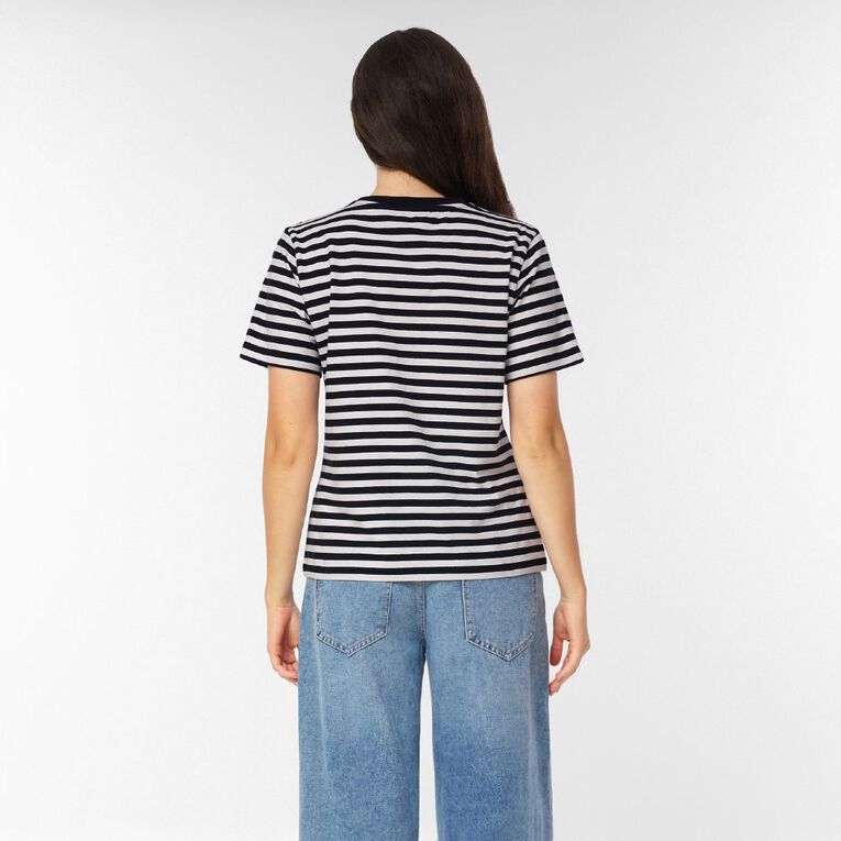 H&H Women's Button Tee, Black/White, hi-res