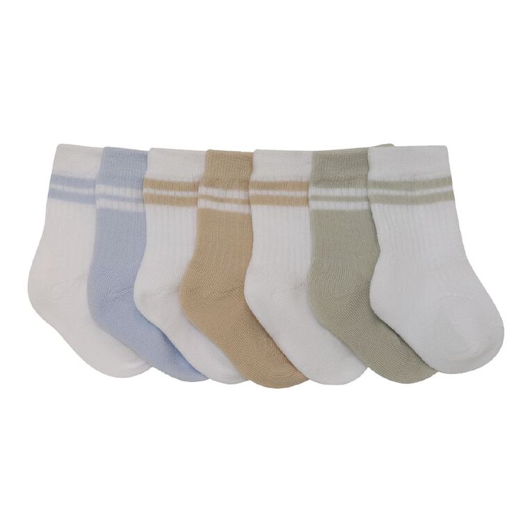 H&H Infants' Grib Rib Crew Socks 7 Pack, Green Light, hi-res