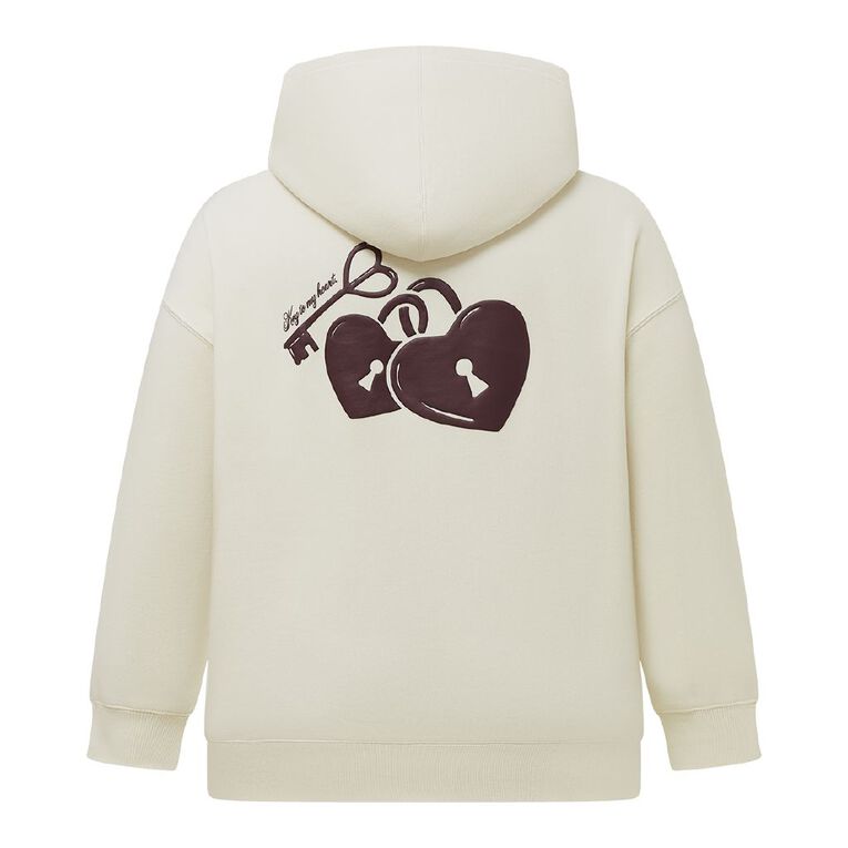 H&H Curve Women's Graphic Hoodie, Cream, hi-res