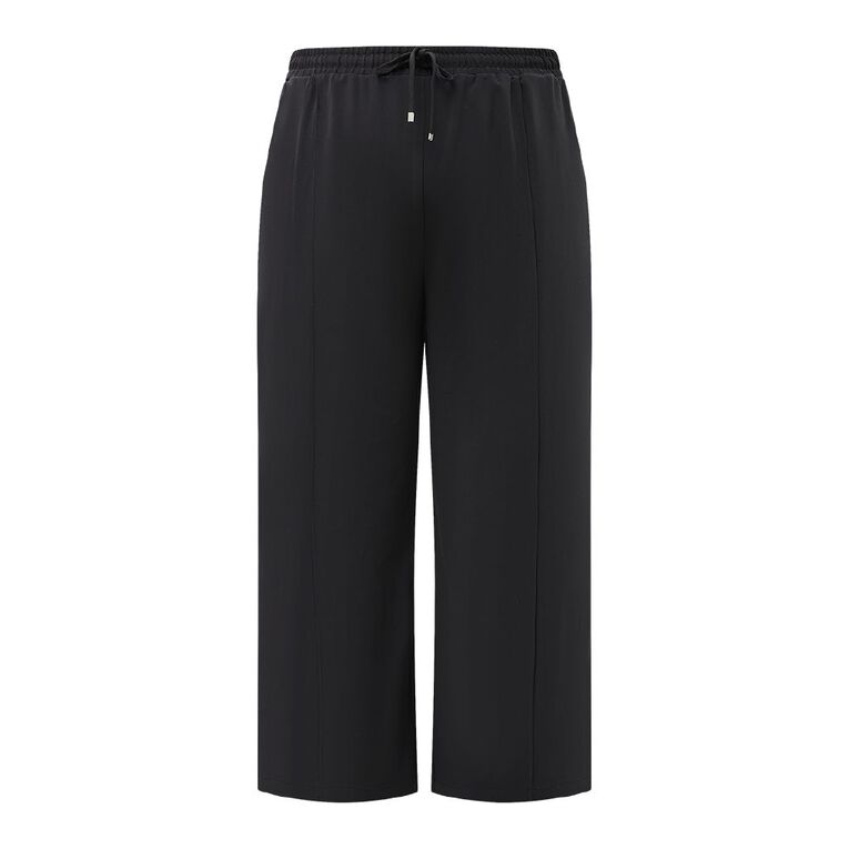 H&H Women's Plus Size Wide Leg Pintuck Pants, Black, hi-res
