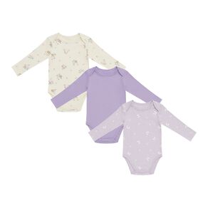Young Original Babys' Long Sleeve Printed Bodysuit 3 Pack